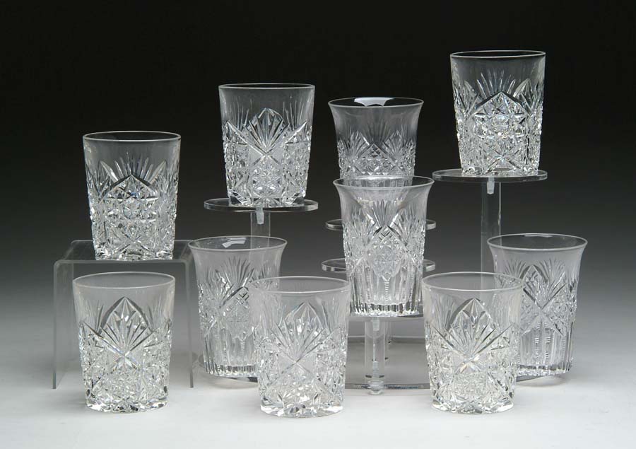 Appraisal: TEN CUT GLASS TUMBLERS Lot consists of six tumblers cut