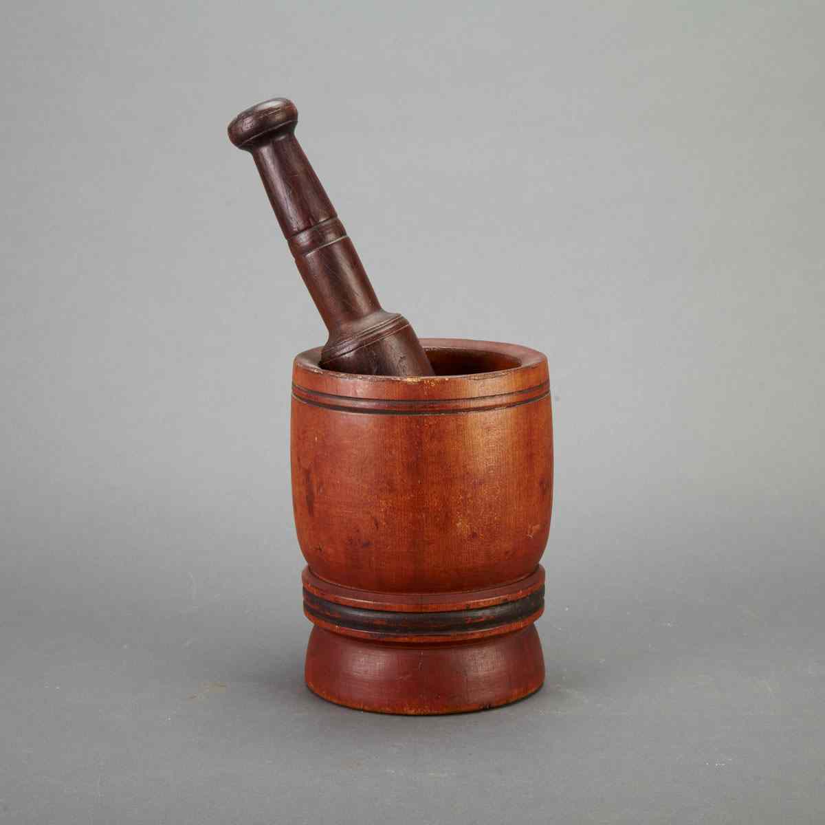 Appraisal: Turned Pine and Rosewood Mortar and Pestle th century height