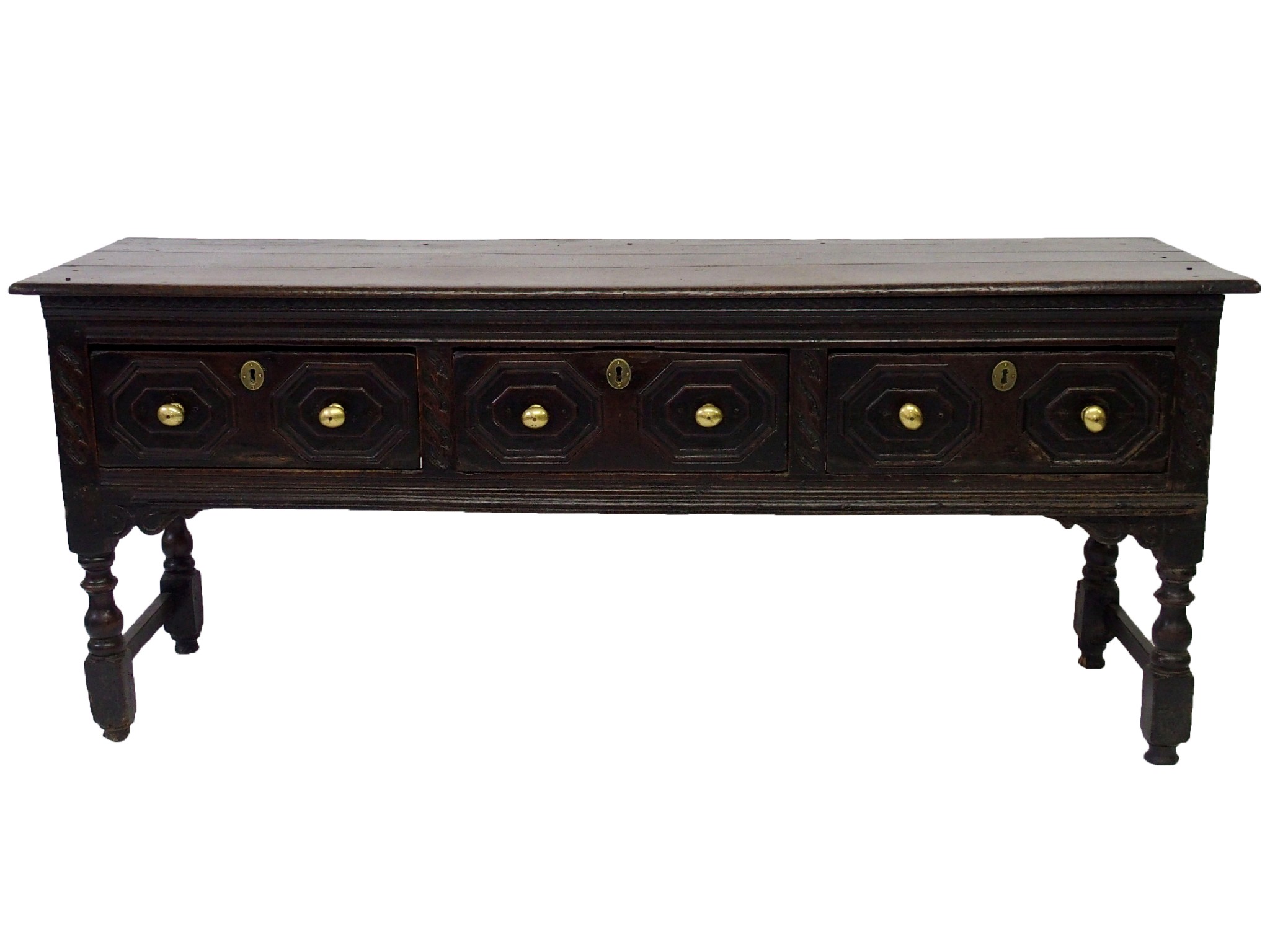 Appraisal: A th th Century oak dresserwith geometric carved band above