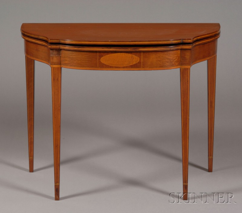 Appraisal: Federal Mahogany and Australian She-oak Veneer and Inlaid Card Table