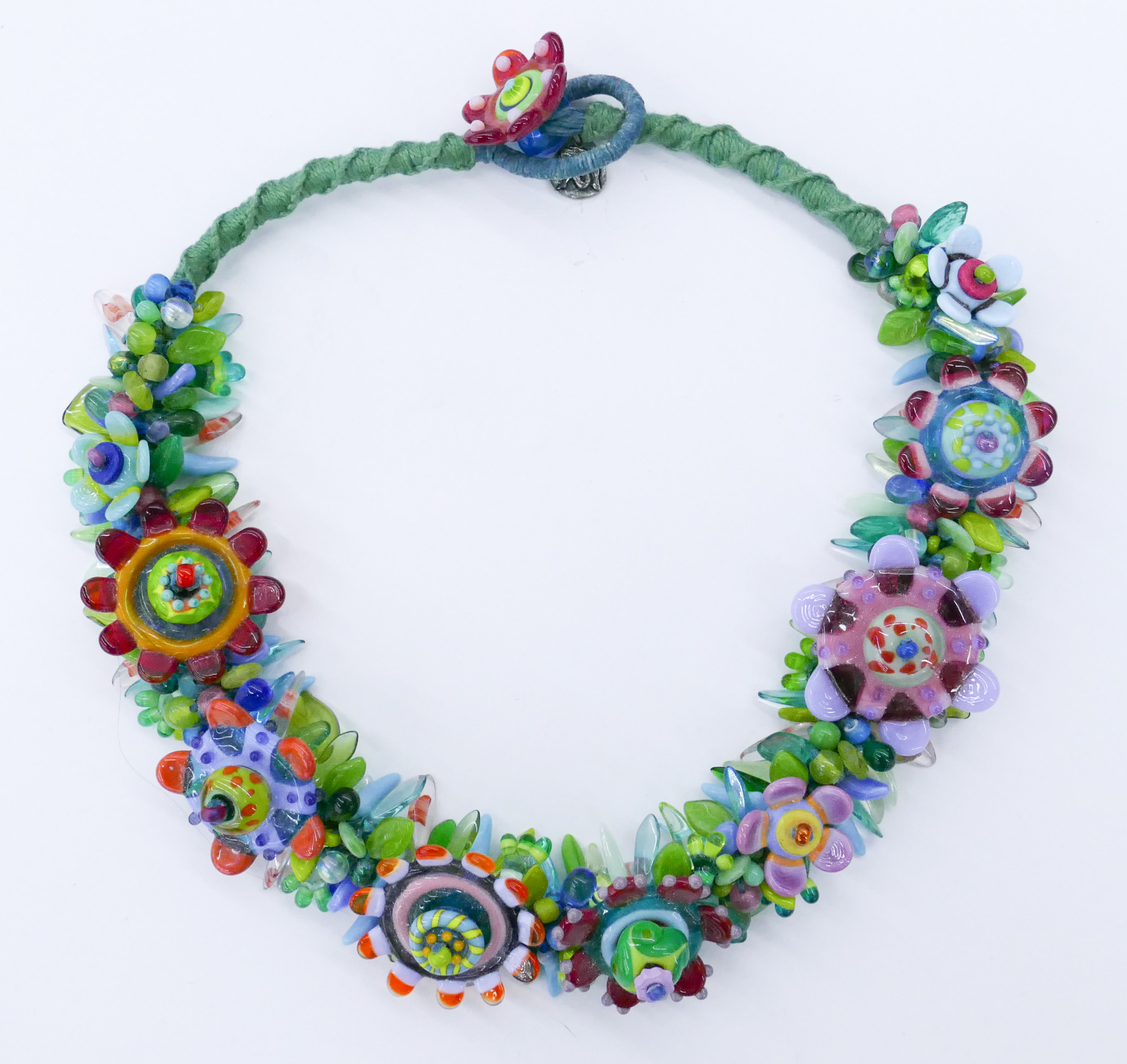 Appraisal: Stephanie Sersich st Cent American ''Flower Necklace'' Lampworked Glass ''