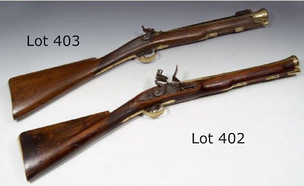 Appraisal: A GEORGE III FLINTLOCK BLUNDERBUSS with brass barrel and cross