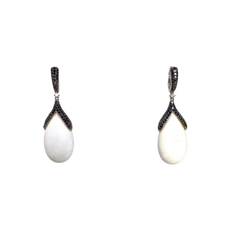 Appraisal: Sterling Silver White Stone Drop Earrings Sterling Silver White Stone