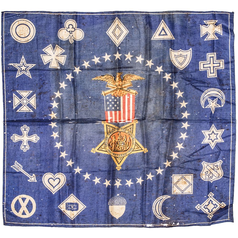 Appraisal: c Grand Army of the Republic Commemorative Printed Blue Silk