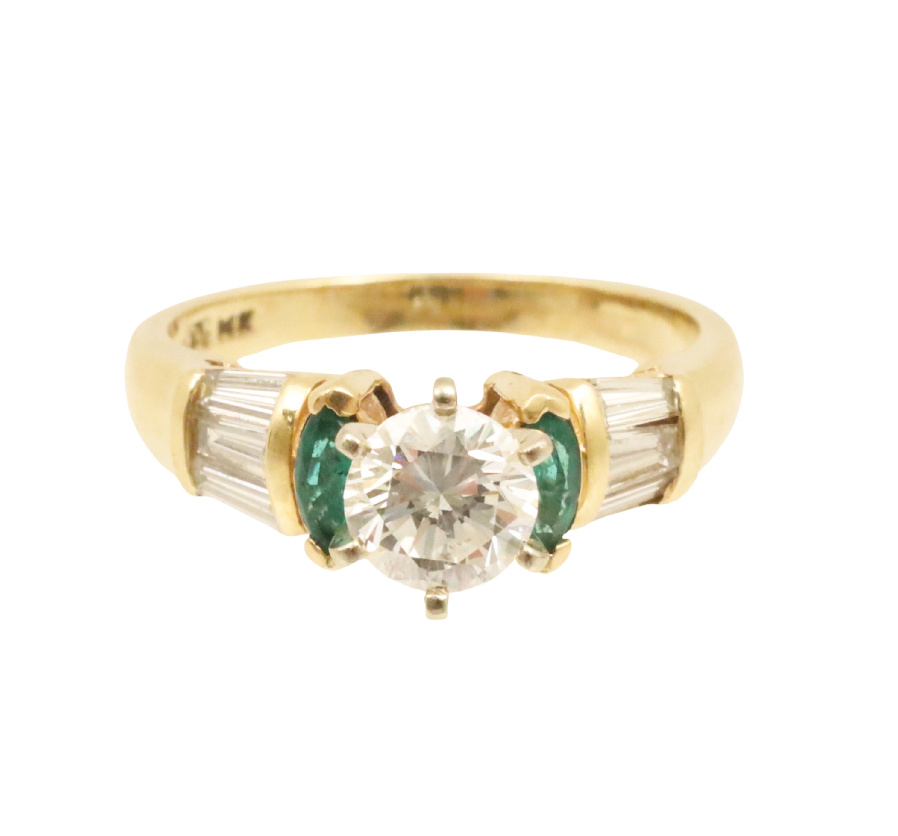 Appraisal: K yellow gold diamond and emerald lady's ring having center