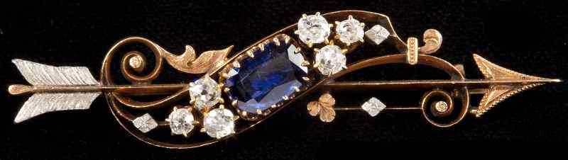 Appraisal: Victorian Diamond and Sapphire Arrow Broochdesigned in the form of