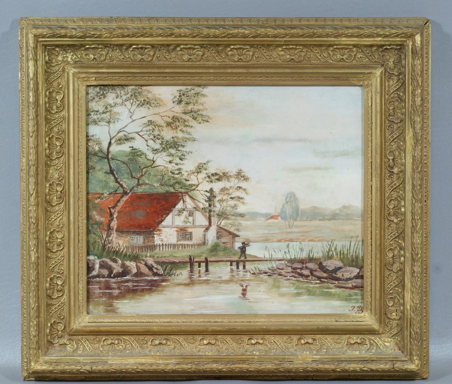 Appraisal: English school monogramed T Y o c Cottage with Man