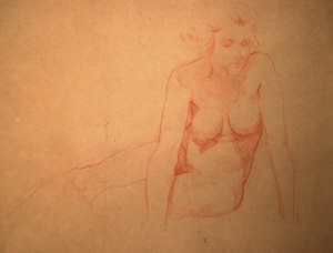 Appraisal: th century School circa - Seated female nude recto Standing