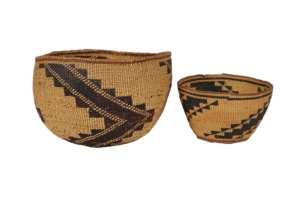 Appraisal: TWO NATIVE AMERICAN WOVEN BOWLSCondition the smaller bowl with loss