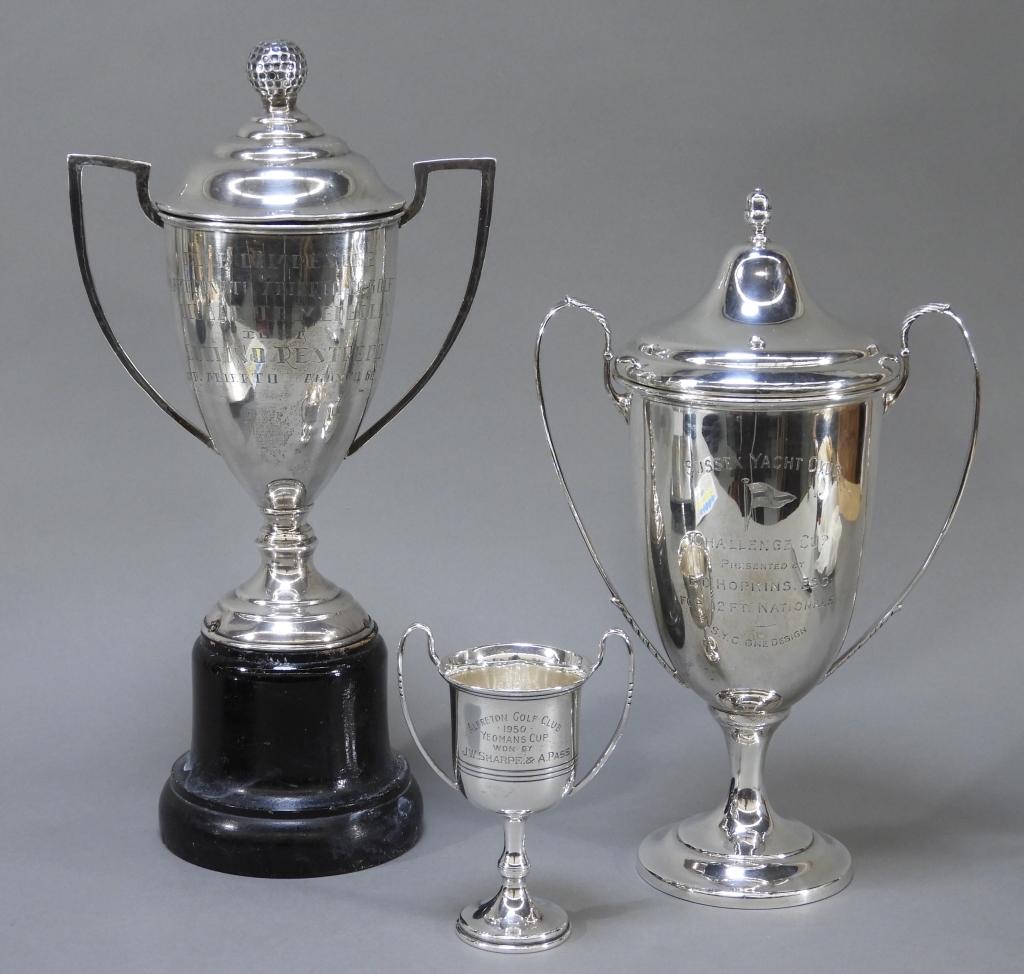 Appraisal: STERLING SILVER GOLF YACHT CLUB TROPHIES England United States th