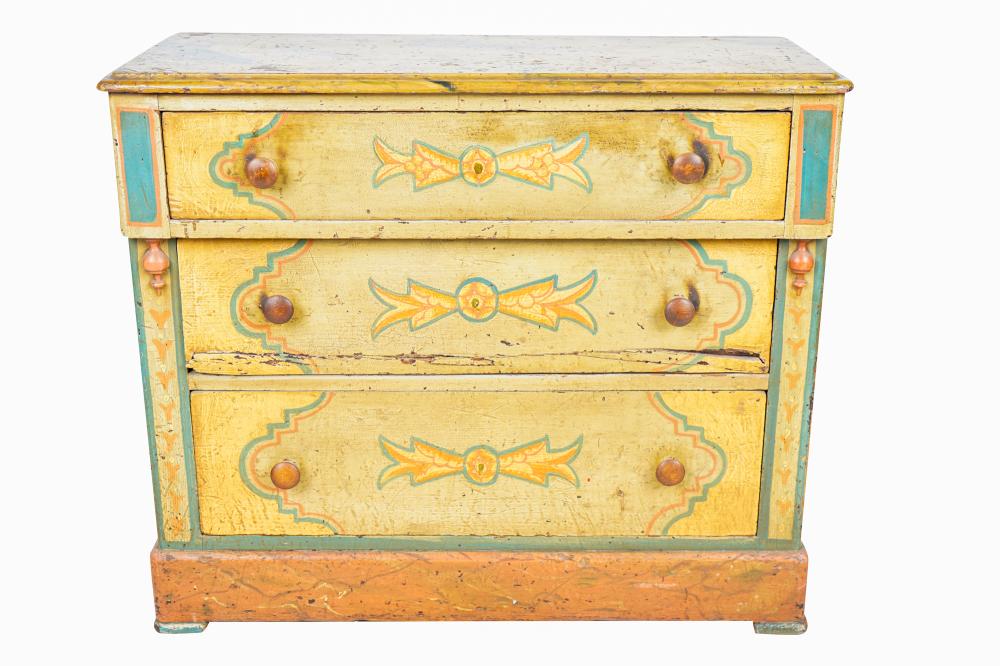 Appraisal: PAINTED PINE CHEST OF DRAWERSCondition with loss paint throughout light