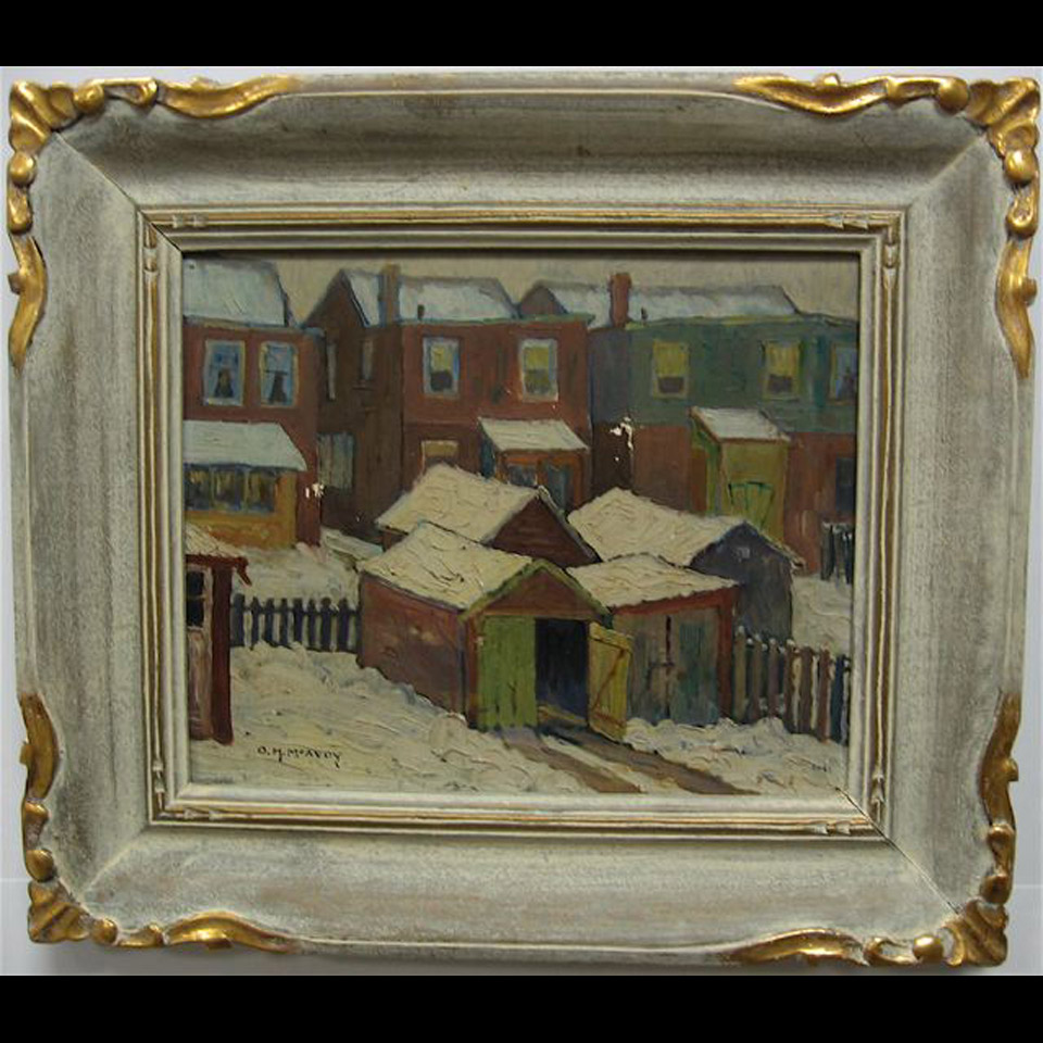 Appraisal: HAROLD O MCAVOY - CANADIAN BACKHOUSES OIL ON PANEL Cond