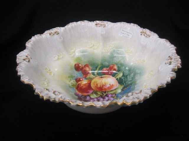 Appraisal: R S Prussia Porcelain Berry Bowl floraform with fruit interior