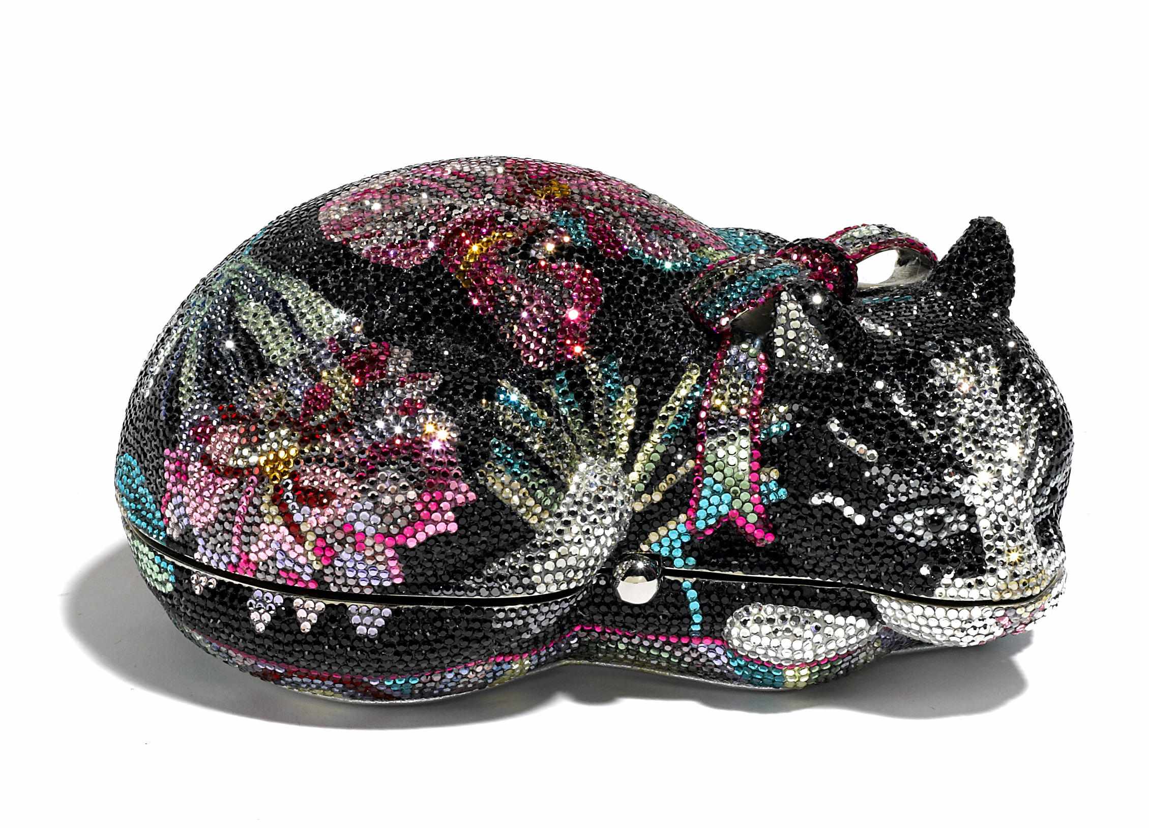 Appraisal: A Judith Leiber black and multicolored crystal floral patterned sleeping