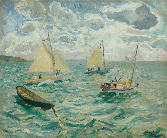 Appraisal: RICHARD HAYLEY LEVER American - Fresh Breeze and Sailboats Marblehead