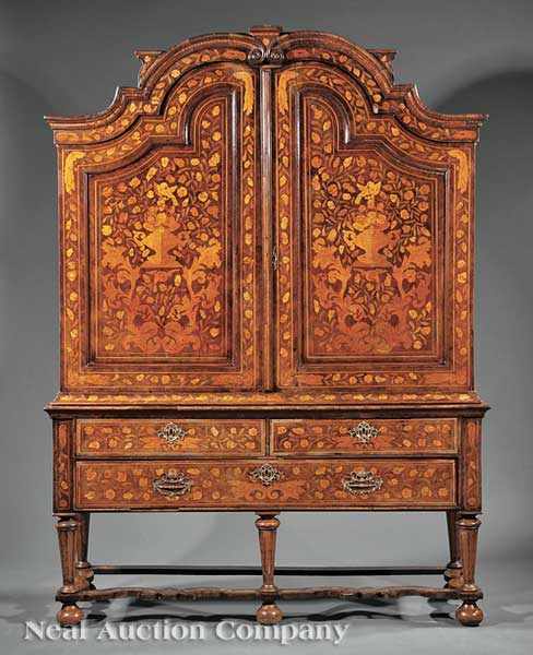 Appraisal: An Antique Dutch Floral Marquetry Cabinet-on-Stand th c in the