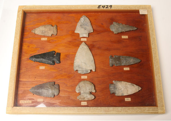 Appraisal: Frame of wire mounted arrowheads from various states as marked