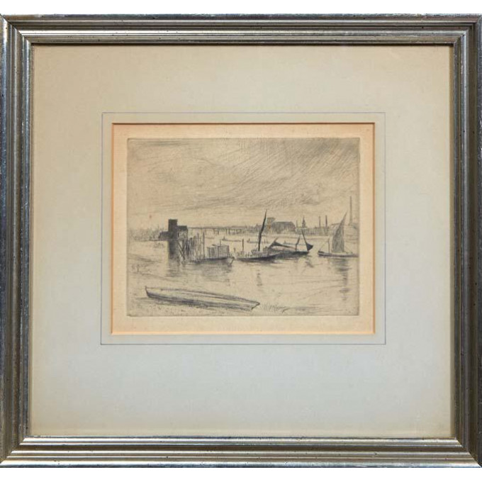 Appraisal: James Abott McNeil Whistler - American Cadogan Pier Early Morning