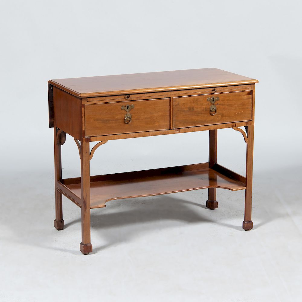 Appraisal: Fruitwood Drop Leaf Writing Desk Fitted with writing slide over