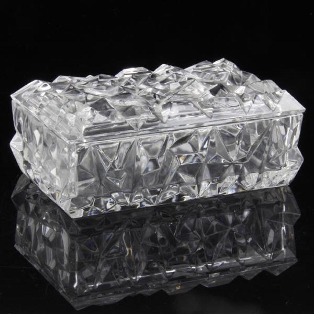 Appraisal: TIFFANY CO 'ROCK CUT' LIDDED CLEAR CRYSTAL COVERED JEWELRY OR