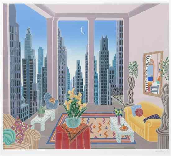 Appraisal: Thomas McKnight American b Living Room II serigraph edition signed