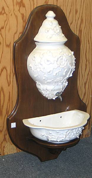 Appraisal: A French faience lavabo and an Italian table top display