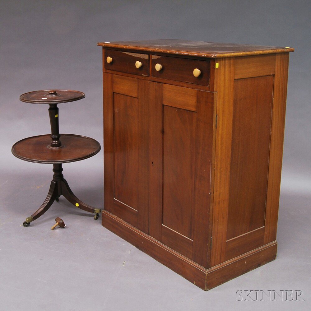 Appraisal: George III Mahogany Two-tier Dumbwaiter and a Davenport Two-drawer Walnut