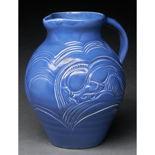 Appraisal: A Susie Cooper blue glazed earthenware Ram and Deer jug