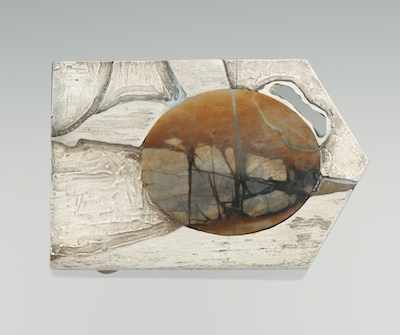 Appraisal: A Heavy Cast Sterling Silver Belt Buckle with Petrified Wood