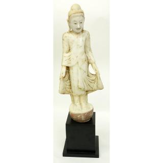 Appraisal: th Century Burmese Mandalay Standing Buddha Alabaster Sculpture Mounted in