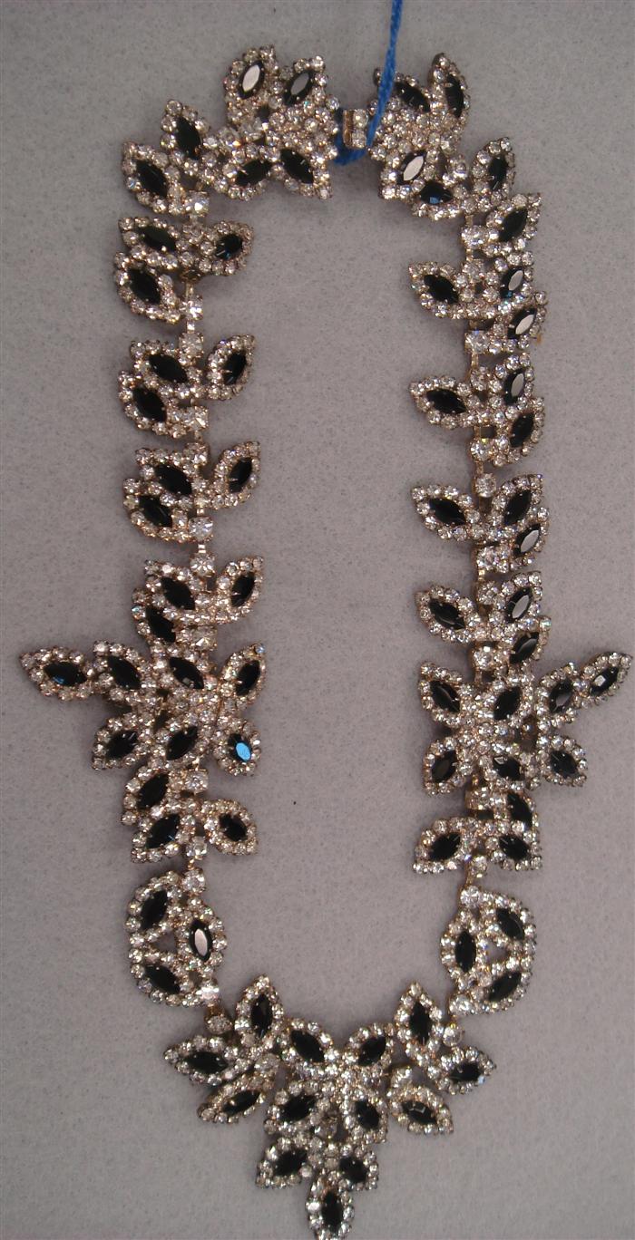 Appraisal: Black stones and rhinestone bib type necklace Estimate -