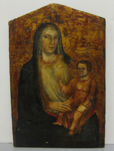 Appraisal: ITALIAN PAINTING OF MADONNA AND CHILD Painted on board with