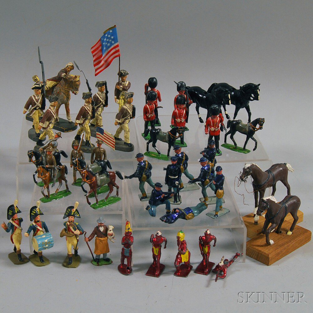 Appraisal: Group of Painted Britains-type Cast Lead Toy Soldiers Horse Figures