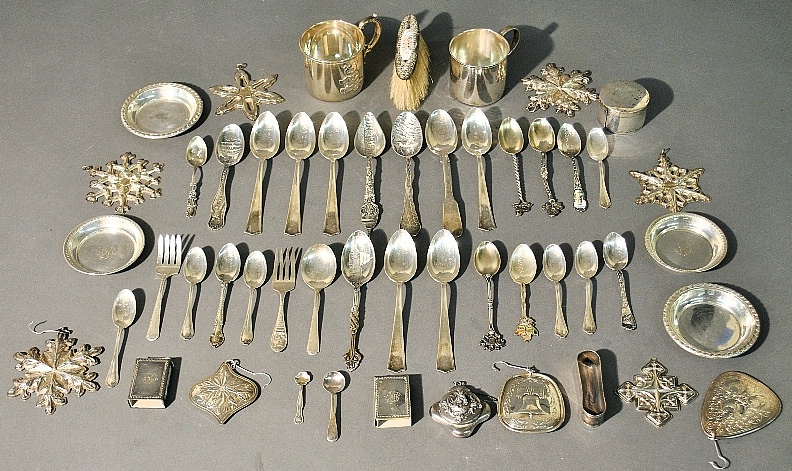 Appraisal: - Group of sterling silver tableware and accessories Christmas ornaments