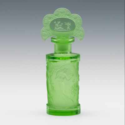 Appraisal: A Czechoslovakian Glass Perfume Bottle Hoffmann Green partially frosted glass