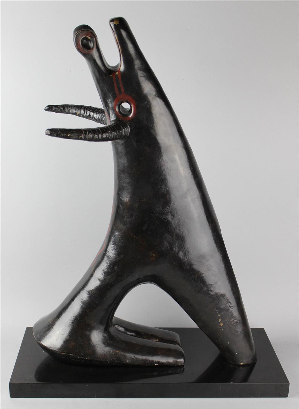 Appraisal: BRONZE TAUREAU ASSIS BY JEAN LAMBERT-RUCKI - CIRCA signed 'Lambert-Rucki