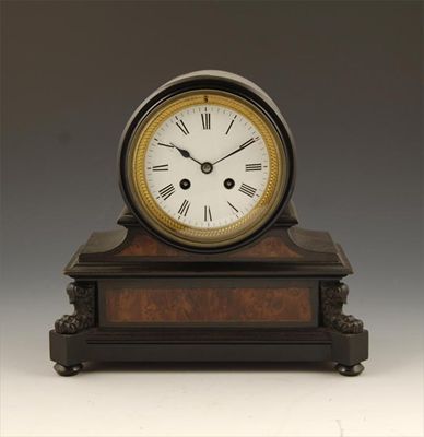 Appraisal: A late th century French ebonised mantle clock having an