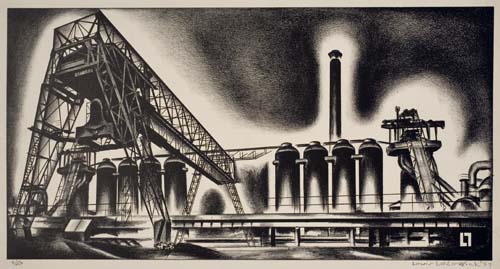 Appraisal: LOUIS LOZOWICK Blast Furnace Lithograph x mm x inches full