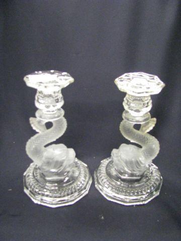 Appraisal: Pair of Figural Dolphin Candlesticks frosted decor