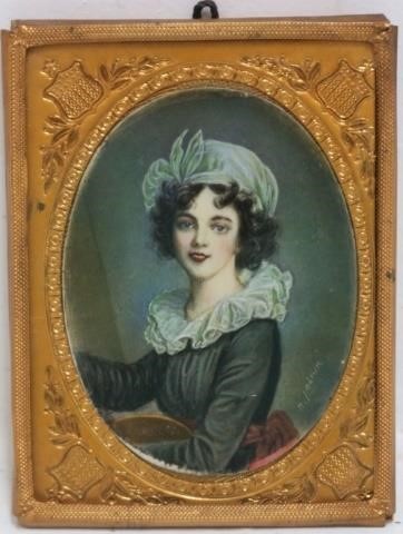 Appraisal: LATE TH CENTURY MINIATURE PORTRAIT PAINTINGSIGNED N LEBRUN DEPICTS A