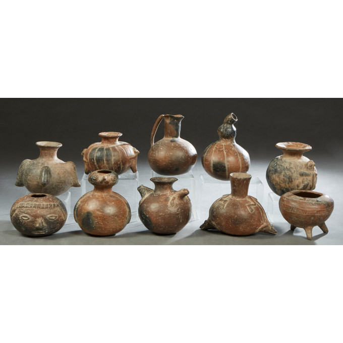 Appraisal: Group of Ten Pre-Columbian Style Pottery Vessels th c with