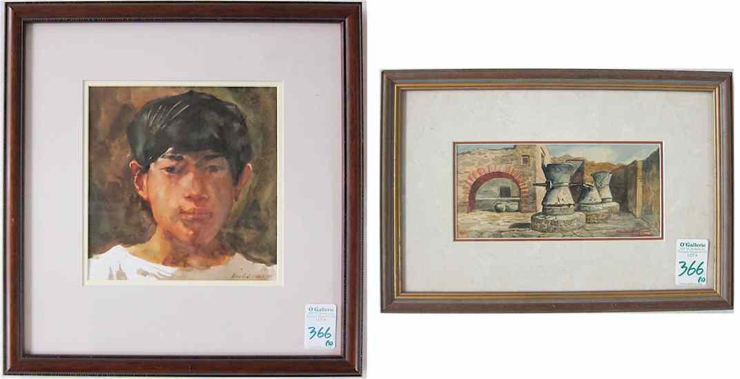 Appraisal: TWO WATERCOLORS GIOVANNI GALLO Italy born titled ''Pompei un Forno