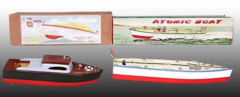 Appraisal: Lot of Wood Japanese Battery-Operated Toy Boats Description IMP Cabin