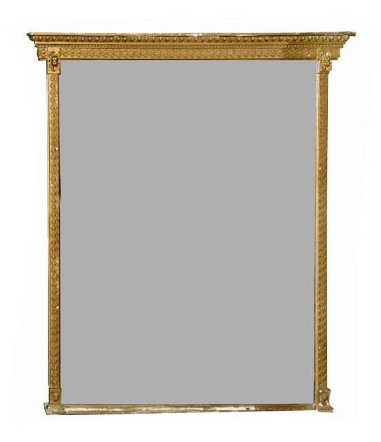 Appraisal: A TH CENTURY GILT OVERMANTEL MIRROR with geometric relief decoration