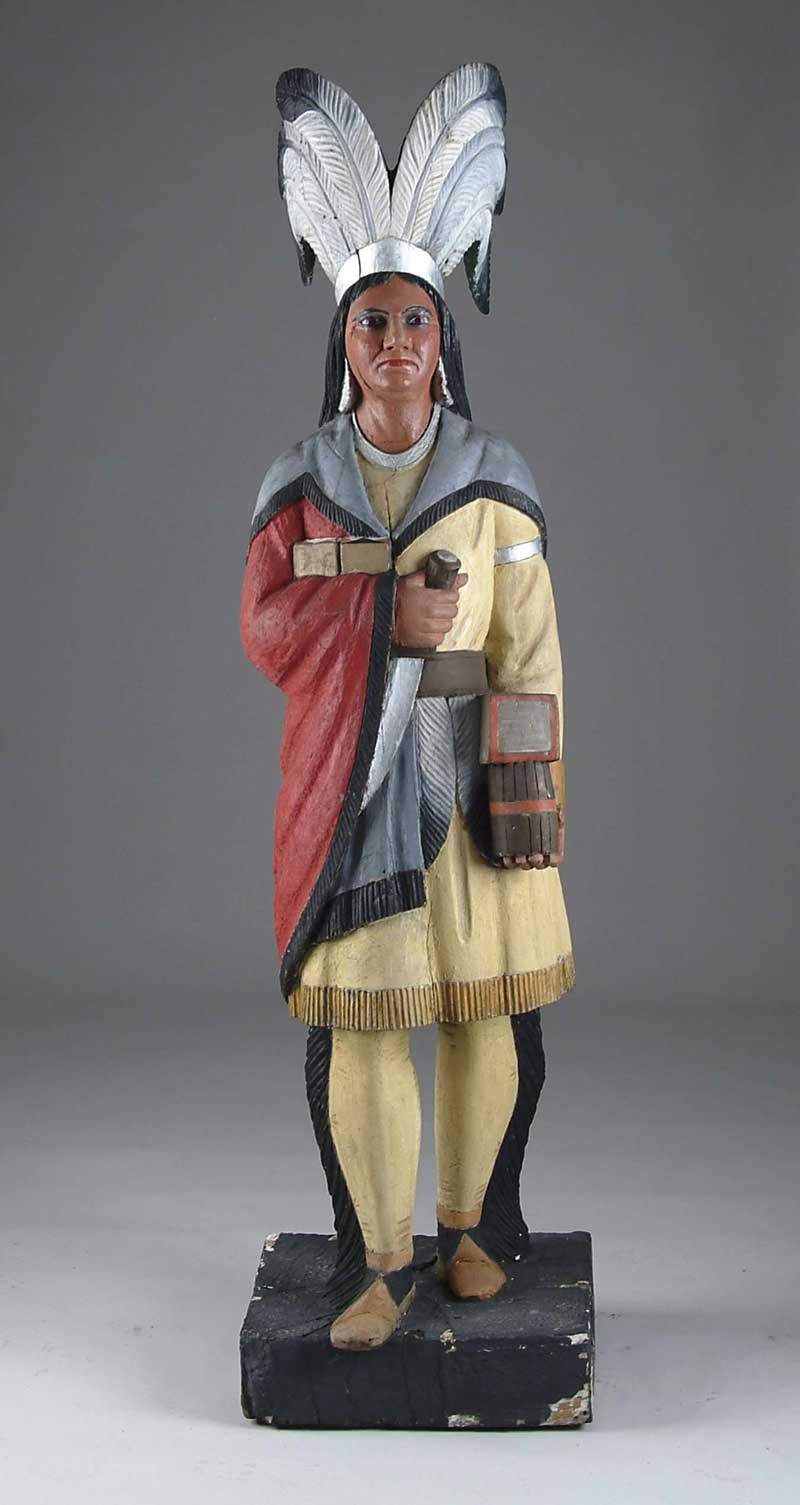 Appraisal: TH CENTURY CARVED AND PAINTED CIGAR STORE INDIAN Standing in