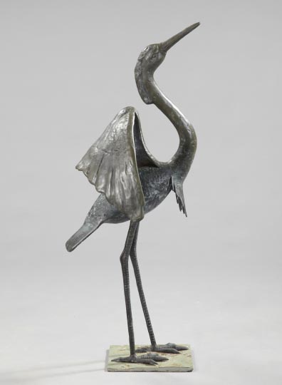 Appraisal: Contemporary Cast-Bronze Garden Sculpture in the form of an egret