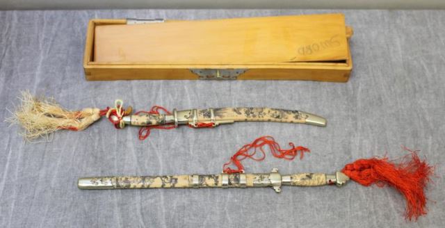 Appraisal: Vintage Japanese Miniature Samurai Sword and KnifeSet Probably for the