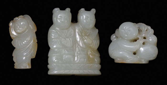 Appraisal: Three Pieces White Jade Chinese th and th century translucent