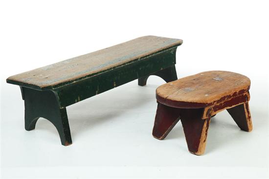 Appraisal: TWO FOOTSTOOLS Probably American th century mixed woods including pine