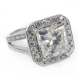 Appraisal: Approx Carat Princess Cut Diamond and Karat White Gold Engagement